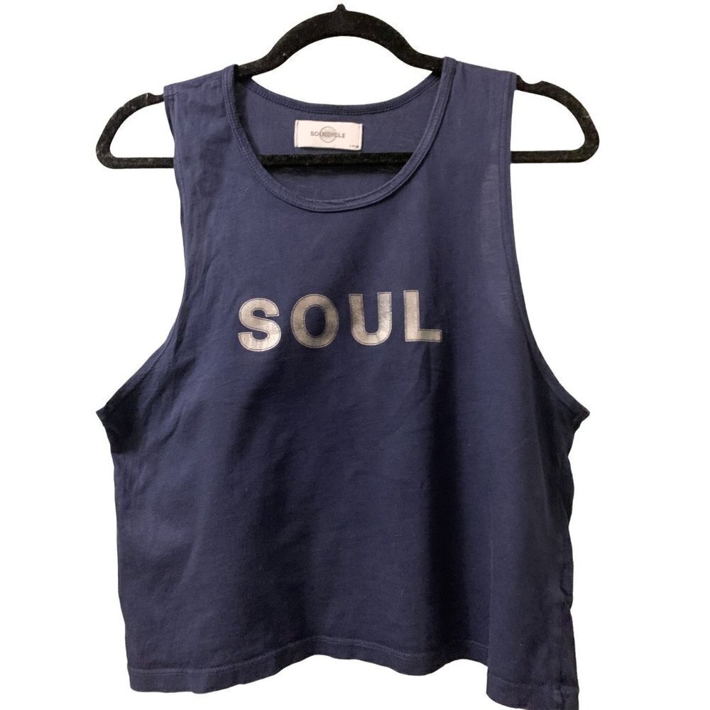 Soul Cycle Muscle Tank Top in Dark Blue Size X-Large